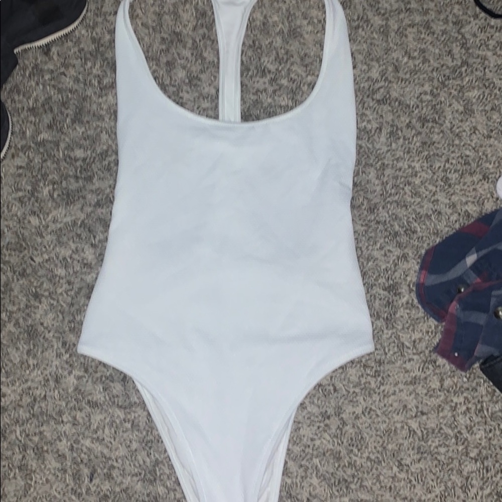 white one piece swim suit